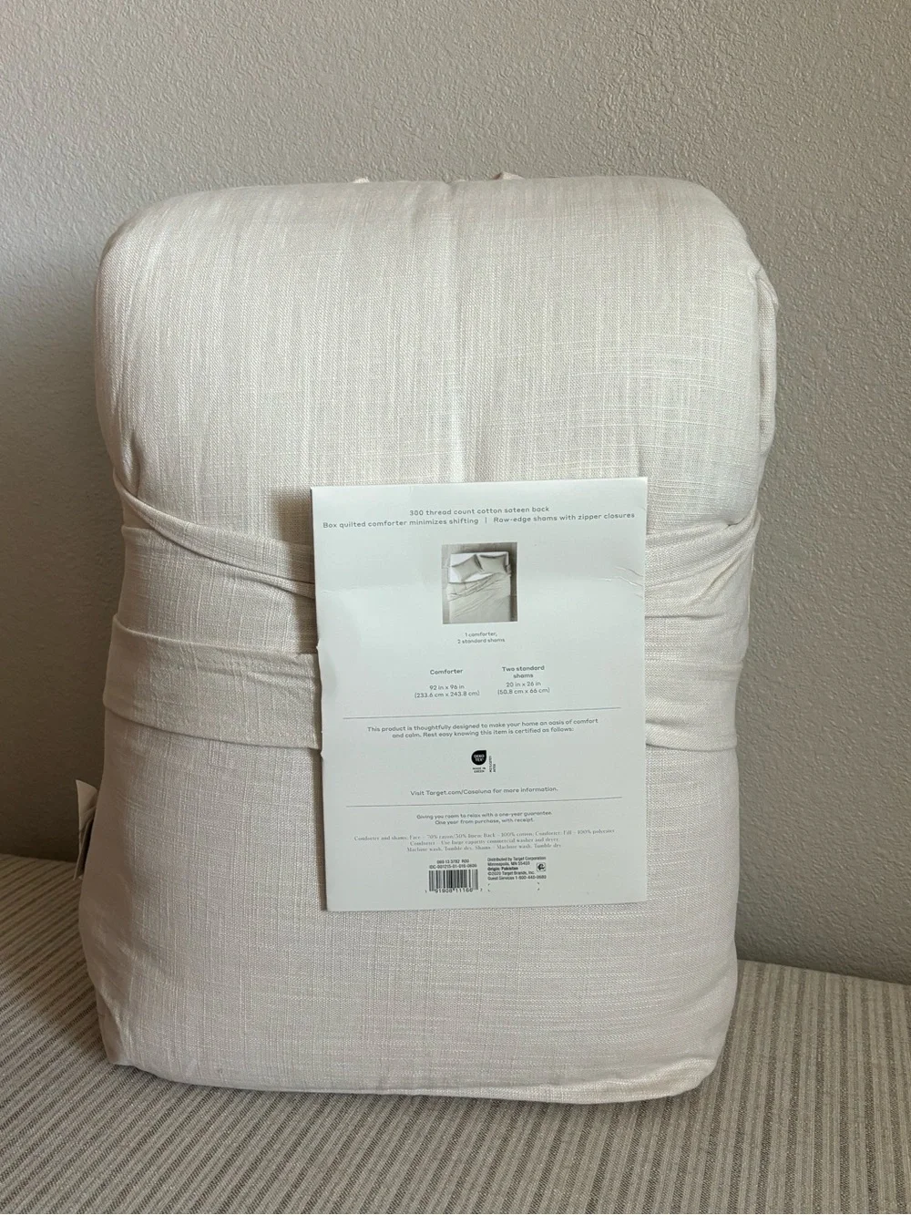 NWT Full/Queen Heavyweight Linen Blend Comforter & Sham Set Natural - Casaluna